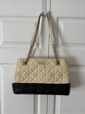 kate spade Two-Tone Quilted Shoulder Bag in Cream & Black